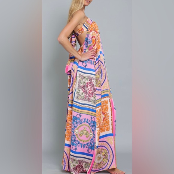 Multicolor Tube Tie Back Chest Elastic Waisted Jumpsuit - Picture 4 of 11